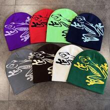Casual Frog Knitted Hat European And American Street Jacquard Personality Pullover Beanie Export Wholesale - 綠色 - 查看 1