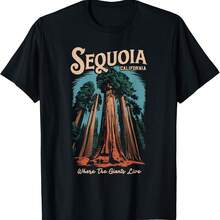 Camiseta de árbol gigante al aire libre del Parque Nacional Sequoia, California - Negro - Ver 1