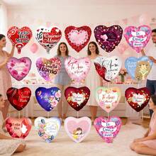 10pcs 18-Inch Random Spanish Mother's Day Heart Foil Balloons, 18-Inch "I Love You Mom" Balloons For Mother's Day Birthday Party Decorations, Mother's Day Gifts, Mother's Day Decorative Balloons - Multicolor - View 2