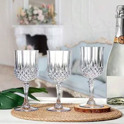 10pcs Reusable Transparent Stemware, Highly Transparent Stemware, Diamond-Shaped Design, Suitable For Holidays, Weddings, Festivals, Various Large Events, Party Drinkware, High-End Drinkware, Durable And Easy To Clean