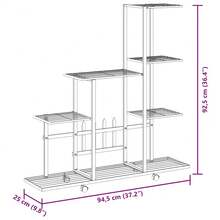 vidaXL Blumenständer auf Rollen 94,5x25x92,5 cm Schwarz Metall - A - Übersicht 9