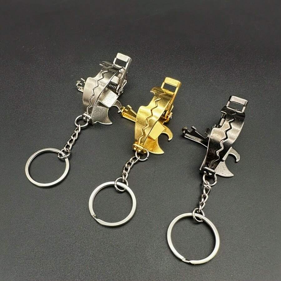 时尚创意趣味金属迷你捕鼠器钥匙扣，可作开瓶器、日常减压神器、背包挂件、2025汽车钥匙链挂件，独特捕鼠器工艺品，非常适合作为圣诞节、父亲节、情人节、生日、节日礼物。 - 彩色 - 查看 1
