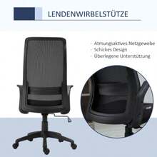 Mesh Office Chair, Ergonomic Office Chair, Height-Adjustable Swivel Chair, Black - Black - View 6