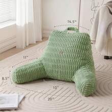 1pc New Reading Pillow With Armrests, Lumbar Cushion Filled With Shredded Foam And Faux Fur, Wedge Backrest With Pocket, Suitable For Adults Sitting On Bed, Sofa, TV - 1PC - View 10