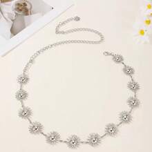 New European & American Sexy Metal Sunflower Waist Chain Dress, Unique Design Waist Belt Chain For Women - Gold - View 9