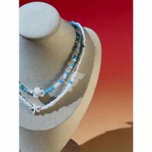 2pcs Set Fashionable Bohemian Beaded Necklace With Beach-Themed Turtle And Starfish Pendants, Casual Vacation Accessory, Party Gift For Women, Mixed-Color Beads, Random Assortment Of Colors And Sizes - Đa sắc - Xem 6