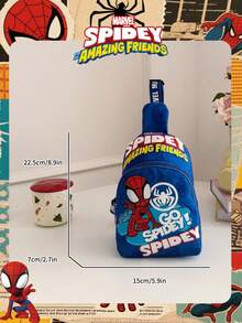 Marvel 1个漫威官方授权蜘蛛侠图案胸包，配有可调节肩带和拉链，轻便易携，适合男士/青少年/学生/毕业生/年轻粉丝，是日常/户外/运动/跑步/健身的理想之选。 - 藍色 - 查看 4