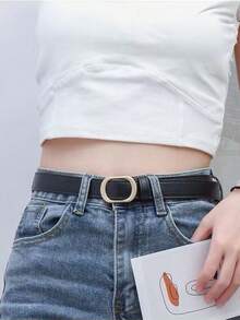 Casual Fashion Versatile Solid Color Buckle Belt, Random Delivery Fall, Autumn, Halloween - Coffee Brown - View 4