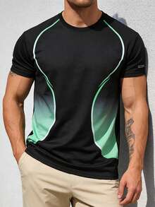 Men's Printed Quick-Dry Breathable Round Neck Casual Outdoor T-Shirt Summer - Green - View 1