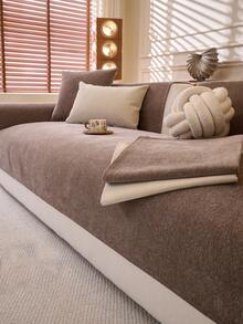 1件装四季舒适雪尼尔沙发垫套，现代简约防滑沙发座垫，防尘可水洗沙发套，时尚柔软不褪色，宠物友好型保护套，可调节，适用于转角沙发、卧室、办公室、客厅家具 - 咖啡棕 - 查看 5