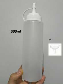 Tomato Sauce Squeeze Bottle With Funnel, Commercial Kitchen Condiment Bottle, Salad Oil Bottle, Seasoning Dispenser Bottle, Wide Mouth Thick Graduation, Suitable For Salad Sauce, Honey, Oil And More - White - View 13