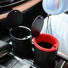1pc Cup-Shaped Car Trash Can With Lid And Garbage Bags, Fits Cup Holder/Armrest Box, Multifunctional Car Storage - A - View 3