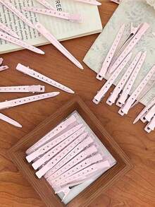 20pcs/10pcs/5pcs Women's Pink Alloy High-Quality Metal Asymmetrical Hollow Hair Clips, 8.8cm/3.46in, Simple Design, Sweet & Elegant, Princess Style, Vintage Palace Style, Casual Street Style, Minimalist, Suitable For Women's Daily Hair Styling, Decoration, Makeup, Commuting, Vacation, Travel, School, College, Party, Festival, Gift - Baby Pink - View 4