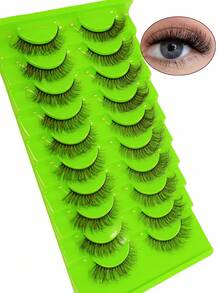 10 Pairs 6D Soft Fluffy Makeup Eyelashes, Handmade Reusable Short Natural Lashes, Dramatic 3D Eyelash Extension, 3D Cilios Artificial Eyelashes - Fluffy Lashes - View 2