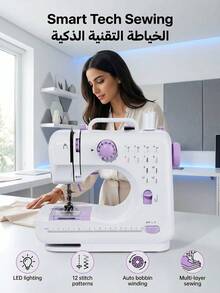 SOKANY Multifunctional Household Sewing Machine, Portable Electric Sewing Machine Professional Version, Convenient Mini Electric Overlock Sewing Machine For Travel Or Temporary Use, U-Shaped Groove Flexible Operation Display Panel Sewing Machine - EU C Type Plug(220-240V) - View 2