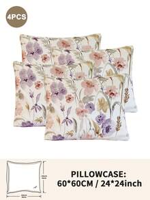 1pc/2pcs/4pcs Floral Print Pillowcase, Breathable Soft Comfortable, Envelope Closure Suitable For Bedroom Sofa Home Decor, Retro Style Bedroom Living Room Home Decor, Pillow Insert Not Included, Suitable For All Seasons - Multicolor - View 22