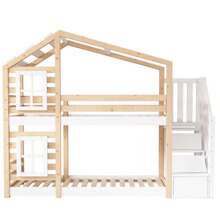 Freestanding Bathroom Vanity Unit 76 X 46 X 83.5 Cm With Integrated Sink, Vanity Unit, Fully Lacquered Finish, Door Shelf, Three Soft-Close Drawers, Integrated Ceramic Sink - Natural+White - View 8