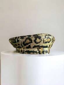 1pc Shiny Sequin French Beret, Made Of Polyester Fiber, Suitable For Carnival, New Year, Valentine's Day, Parades, Bars, Y2K Style, Parties, Music Festivals, St. Patrick's Day, Winter Wear - Multicolor - View 5