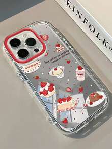 1个草莓甜点下午茶主题手机壳，兼具化妆镜功能，凸起镜头环设计，1.5mm厚PC硬壳，适用于 17/17 Pro/ Air/17 Pro Max/ 16/16 Pro/16 Plus/16 Pro Max/15/11/12/13/14/16 E/15 Pro/14 Pro/13 Pro/12 Pro/11 Pro/15 Pro Max/14 Pro Max/13 Pro Max/12 Pro Max/11 Pro Max - 彩色 - 查看 3