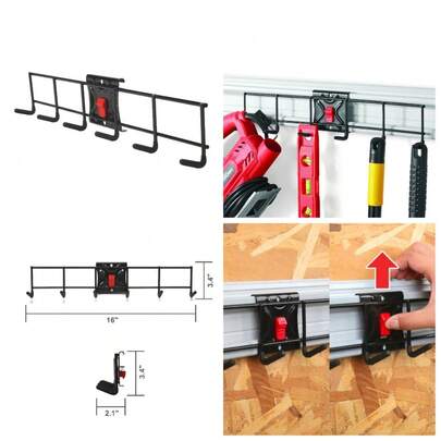 Wall Mount Snap Rail System Multi Hook Rack Organizer Storage Solution