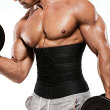 Black Waist Trainer Compression Chest Binder For Men, Neoprene Rubber Shaper, Abdominal Control Belt, Sauna Sweat Shirt For Fitness - Black - View 1
