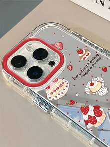 1个草莓甜点下午茶主题手机壳，兼具化妆镜功能，凸起镜头环设计，1.5mm厚PC硬壳，适用于 17/17 Pro/ Air/17 Pro Max/ 16/16 Pro/16 Plus/16 Pro Max/15/11/12/13/14/16 E/15 Pro/14 Pro/13 Pro/12 Pro/11 Pro/15 Pro Max/14 Pro Max/13 Pro Max/12 Pro Max/11 Pro Max - 彩色 - 查看 5