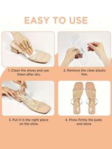 QKC 2Pcs Invisible Silicone Sandal Insoles, Honeycomb Anti-Slip Pads For Summer - Clear - View 5