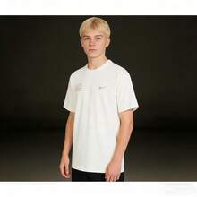 Nike Sportswear Essentials 系列极简字母印花罗纹透气圆领短袖 T 恤，白色 - 白色 - 查看 9