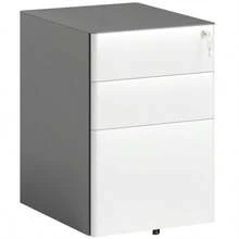 Mobile 3-Drawer Filing Cabinet, Lockable Office Cabinet With Hanging Filing System, Storage, Steel, 39 X 48 X 59 Cm, White And Grey - White - View 1