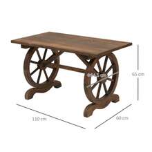 Solid Wood Garden Table, Balcony Table, Wooden Table, Model With Wheels, Weather-Resistant, Natural Finish, 113 X W 60 X H 65 Cm - Camel - View 3
