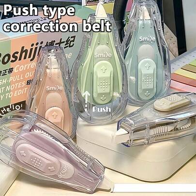 5支/套大容量马卡龙色修正带，学生便携式文具用品，光滑修正带，可爱修正笔造型，返校季，办公学习用品 > 书写修正 > 橡皮擦及修正产品 > 修正带