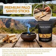 52g/98g Palo Santo Wood From Peru, An Ideal Choice For Natural Space Purification And Enhancing Meditation Experience. Releases Warm Woody Aroma When Burned, Can Be Used For Energy Cleansing And Stress Relief. Sealed In Black Bags To Lock In Freshness And Easy To Carry. - Star - View 4