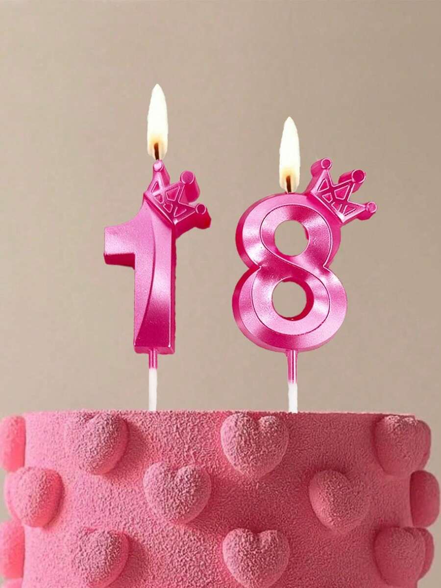 1件創意粉色皇冠造型0-9數字生日蠟燭,生日蛋糕裝飾,生日派對裝飾,適用於生日、週年紀念、性別揭曉派對、單身女派對、畢業典禮 - 粉色 - 查看 1