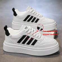 男士时尚休闲厚底运动鞋，多功能舒适滑板鞋，学生休闲鞋，白色运动鞋 - 黑色 - 查看 7