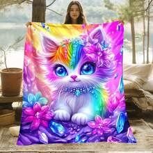 Ultra-Soft Animal Print Flannel Throw Blanket - Cozy, Warm & Plush | Machine Washable | Perfect For All Seasons | Colorful Animal & Rainbow Designt| Leopard, Penguin, Sea Lion | Perfect Birthday, Valentine'S Day Gift | Home Decor | Nap Blanket - Nhiều màu 38 - Xem 4