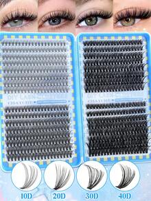 640/592/576PCS False Eyelashes, 10D-100D And Multi Styles Large Capacity Individual Lash Clusters, Natural Look And Long-Lasting, Wispy Eyelash Extension Kit Lashes Clusters With Lash Bond, Seal Lash Brush And Tweezer, Friendly To All Kinds Of Skin Types, Suitable For Party, Festival, Wedding And Travel Using, Great Gift For Women Or Girls - 藍色 - 查看 12