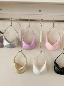 1pc Mini Lipstick Handbag, Zipper Closure, Solid Color, Fashion For Teenagers, Suitable For Ramadan, Shopping, Gathering, Party, Daily Use - A - View 2