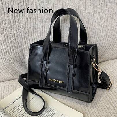 Women's New Fashion Textured Stone Pattern Small Square Handbag With Dual Top Handles AndCrocodile Embossed Casual Crossbody Bag Suitable For Travel, Shopping