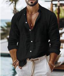 2025 Men's Casual Shirt - Long-Sleeve Business Casual Shirt - 粉色 - 查看 8
