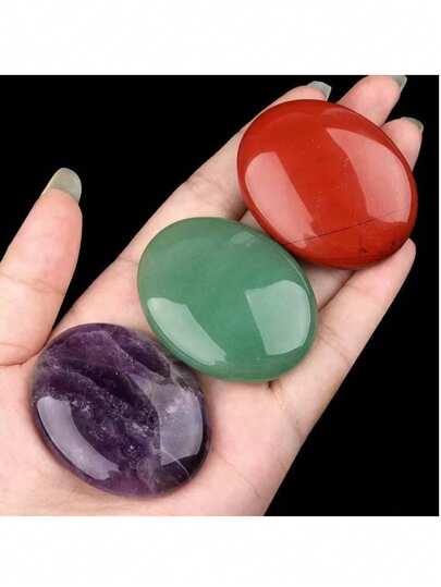 Đá massage hình bầu dục bằng tinh thể tự nhiên 38x48mm, đá chườm nóng SPA dùng cho liệu pháp tinh dầu.