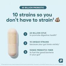 Advanced Probiotic Supplement With 60 Billion CFU And 10 Unique Strains For Optimal Digestive And Gut Health Support, Includes Organic Prebiotics To Enhance Good Bacteria Growth, Acid-Resistant Capsules Ensure Maximum Survival, 30 Veggie Capsules For Daily Use By Adults. - 3 pcs - 查看 3