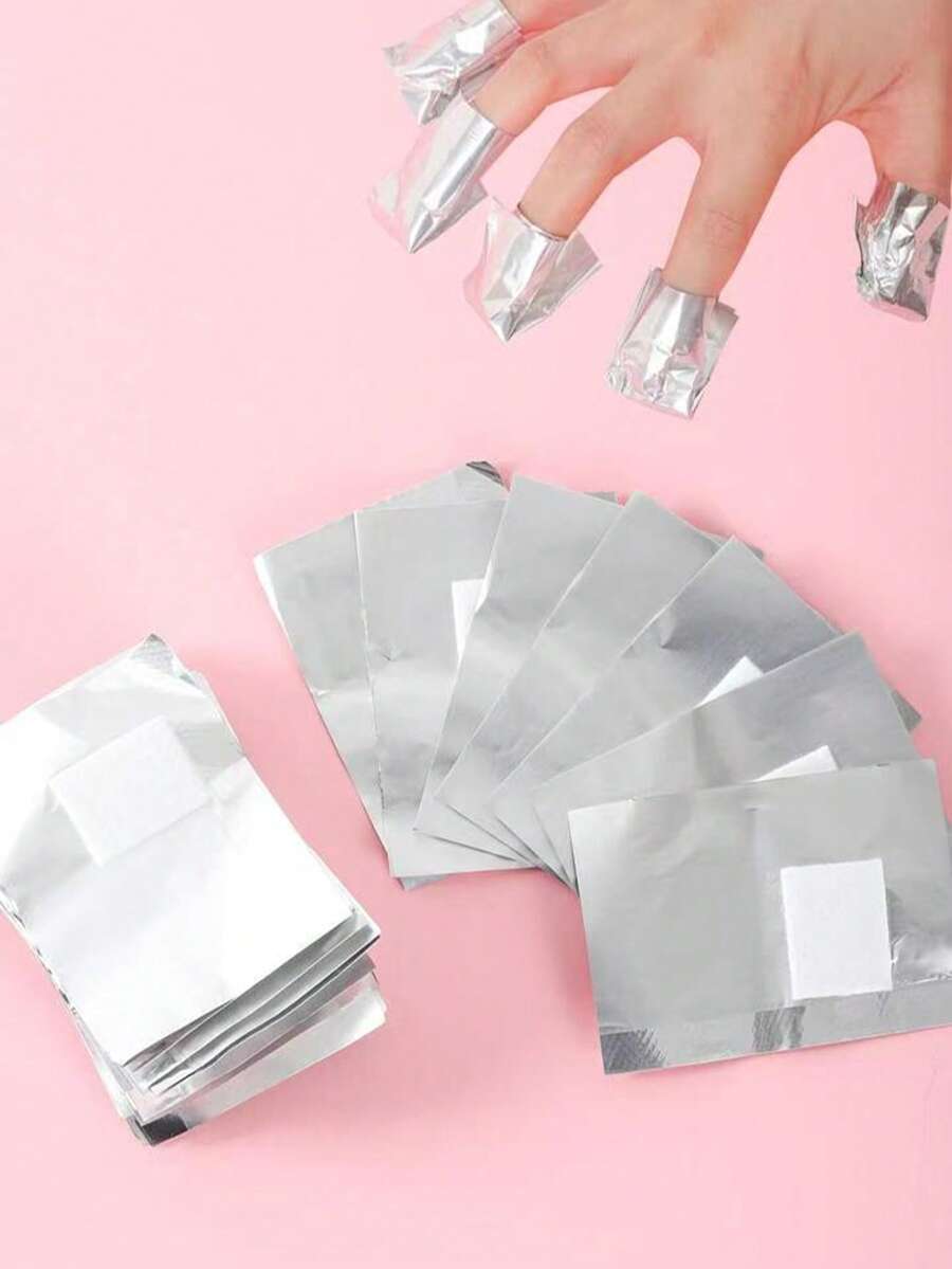 100pcs Aluminum Foil Nail Polish Remover Pads Nails Nails Supplies Nail Stuff - Multicolor - View 1
