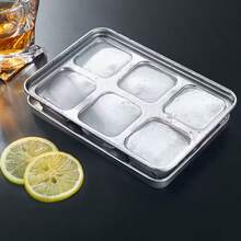 1pc Thick Stainless Steel Ice Cube Tray, Square Ice Mold With Lid, Easy Release Fast Freezing - Multicolor - View 6