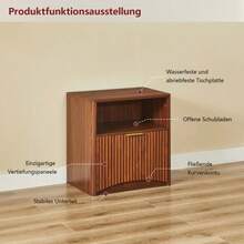 Genuteter Nachttisch Mit Offener Schublade Und Goldenen Griffen, Platzsparend, Geeignet Für Schlaf- Und Wohnzimmer, Nussbaum-Optik - Redwood - View 4