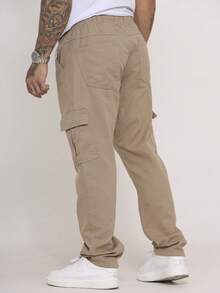 Calça Cargo Masculina em Sarja, Modelagem Oversized Confortável Casual com 6 bolsos Estilo Skate - Marrom Claro - Visão 7
