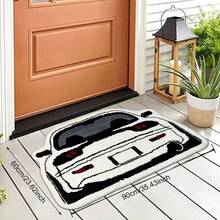 10mm Thick Soft & Fluffy Automotive Design Plush Area Rug, Doormat, Bathroom Mat - Non-Slip And Machine Washable, Black And Gray With White Wheels, Suitable For Vintage Gaming Room Decor In Living Room Or Bedroom, Comfortable And Fashionable Home Decor, Bedroom Mat Vintage Car Mat Textured Plush Mat, Living Room Mat - Car - View 13