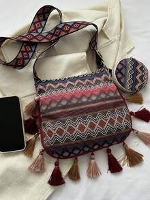 New Fashion Simple Shoulder Bag For Women, Trendy Retro Crossbody Tote Bag, Large Capacity & Versatile - Red - View 8