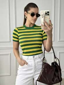 Women's Brazil Look Copa Blouse In Premium Modal - 綠色和黃色 - 查看 2