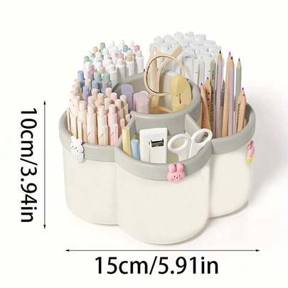 1 hộp đựng bút xoay 360° kiêm hộp đựng đồ dùng học tập, phù hợp cho bàn học sinh và trẻ em. Hộp đựng bút sáng tạo và thời trang này có dung tích lớn, thiết kế đơn giản và cá tính, với các ngăn bên trong giúp sắp xếp và cất giữ đồ dùng tiện lợi. Lý tưởng để đựng đồ dùng học tập của trẻ em (mẫu dán ngẫu nhiên).