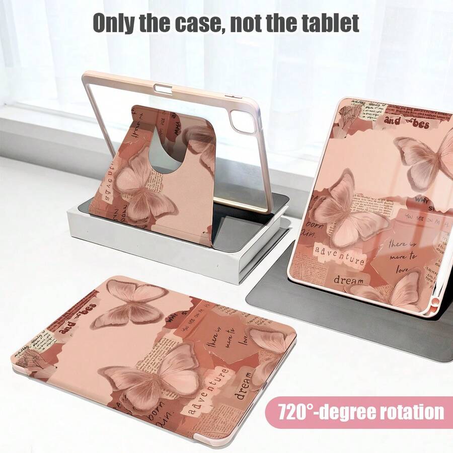 1pc Butterfly Pattern Flip Cover Desk Protective Case With Pen Slot, Compatible With IPad 10.9/10.2/Air 5th Gen/Pro 11/10th Gen/9.7/Air 2/IPad (7th Gen)/IPad (8th Gen)/IPad Air 4/5/Pad Pro 11/IPad 10.9" (2022), Smart Protective Cover, Suitable For IPad Air 13 (M3 2025)/Pad Air 11 (M3 2025)/Pad Air 11 (M3 2025)/Pad 11 (A16 2025), Compatible With Samsung S7/S8/S9/S6 Lite/S7+/S8+/S7FE/A7/A8/A9 - Multicolor - View 1